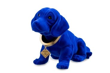 Dackel groß blau beflockt 29cm