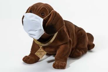 Wackeldackel mit Gesichtsmaske, 29 cm braun