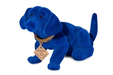 Wackeldackel beflockt klein blau 19 cm