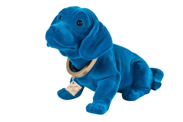 Dackel groß blau beflockt 29cm
