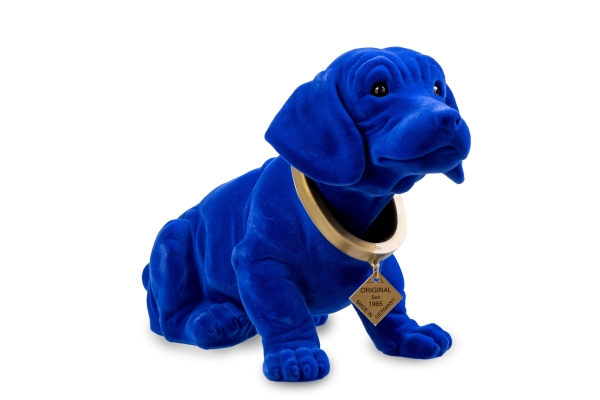 Wackeldackel groß blau beflockt 29cm