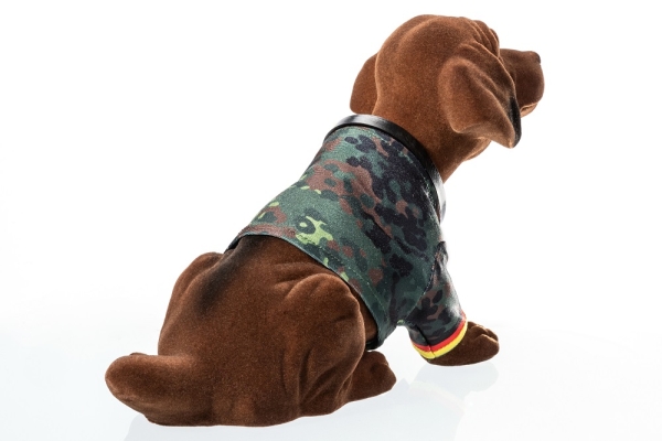 Wackeldackel groß 29 cm im Bundeswehr-Shirt Flecktarn - mit Echtheits-Zertifikat