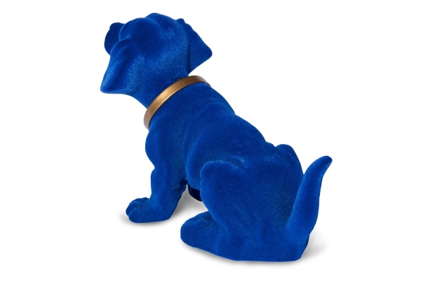 Wackeldackel beflockt klein blau 19 cm