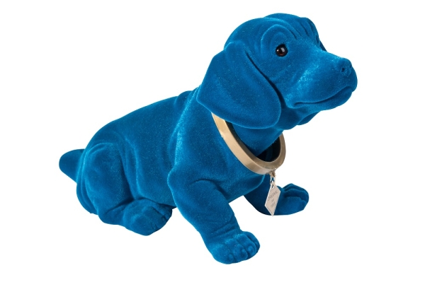 Wackeldackel groß blau beflockt 29cm