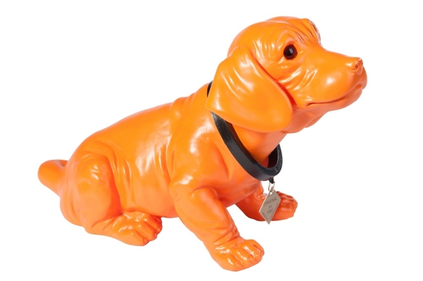 Wackeldackel lackiert groß orange 29cm - mit Echtheits-Zertifikat