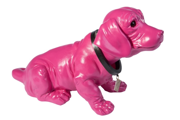 Wackeldackel lackiert groß pink 29cm - mit Echtheits-Zertifikat