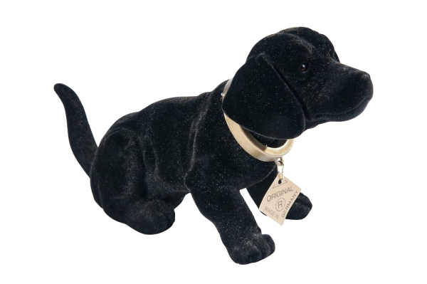 Wackeldackel klein schwarz beflockt 19cm - mit Echtheits-Zertifikat